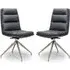 Norton Dining Chairs with Steel Legs - Grey, Leather