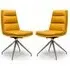 Norton Dining Chairs with Steel Legs - Ochre, Leather
