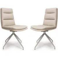 Norton Dining Chairs with Steel Legs - Taupe, PVC Fabric