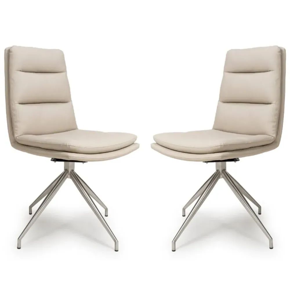 Norton Dining Chairs with Steel Legs - Taupe, PVC Fabric