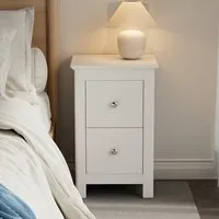 Norton Small Bedside Cabinet with 2 Drawers - White, Wood alternate view
