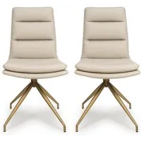Norton Swivel Dining Chairs with Bronze Legs, Pair - Taupe, Faux Leather alternate view