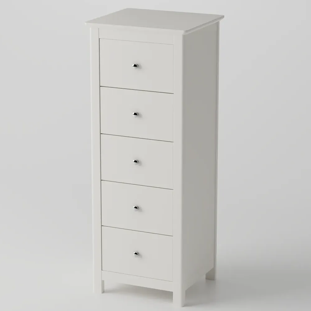 Norton Tall 5-Drawer Chest - White, Wood product