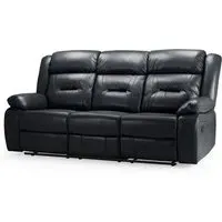 Norwich 3-Seater Recliner Sofa - Black, Faux Leather