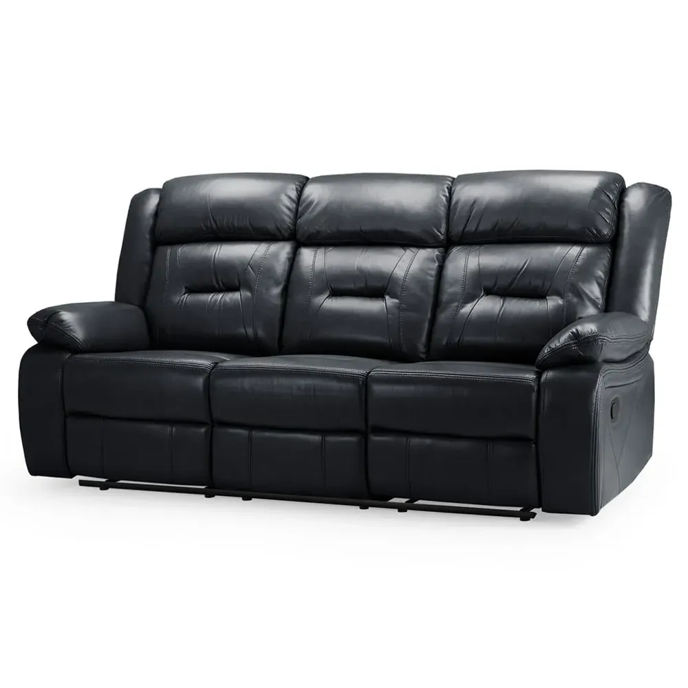 Norwich 3-Seater Recliner Sofa - Black, Faux Leather