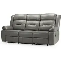 Norwich 3-Seater Recliner Sofa - Grey, Faux Leather