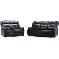 Norwich 3+2 Seater Recliner Sofa Set - Black, Faux Leather