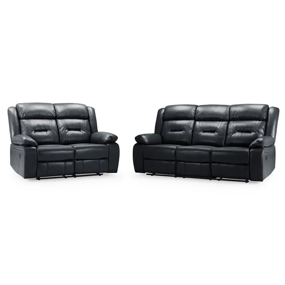 Norwich 3+2 Seater Recliner Sofa Set - Black, Faux Leather image