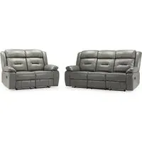 Norwich 3+2 Seater Recliner Sofa Set - Grey, Faux Leather