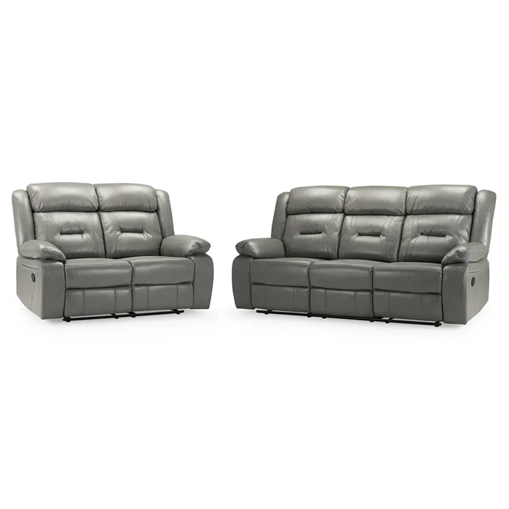 Norwich 3+2 Seater Recliner Sofa Set - Grey, Faux Leather