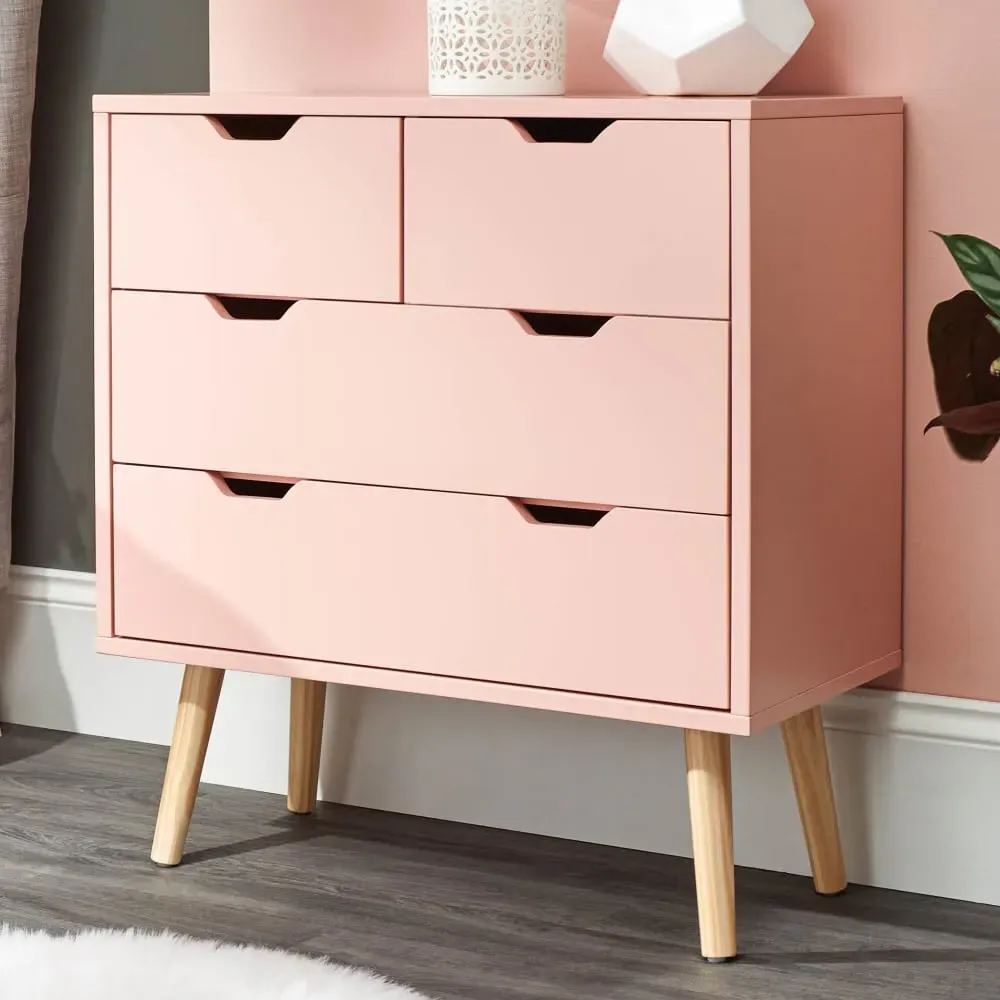Norwich 4-Drawer Chest - Coral Pink