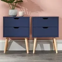 Norwich Bedside Cabinets Pair - Nightshadow Blue, Wood