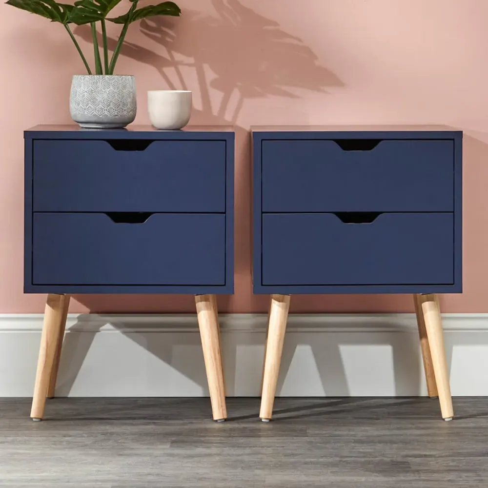 Norwich Bedside Cabinets Pair - Nightshadow Blue, Wood image