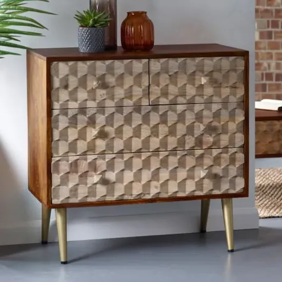 Nosid Chest of Drawers with 4 Drawers - Dark Walnut, Mango Wood