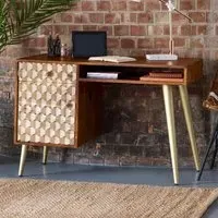 Nosid Laptop Desk with 1 Door 1 Drawer - Dark Walnut, Mango Wood