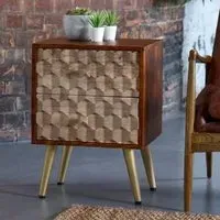 Nosid Side Table with 2 Drawers - Dark Walnut, Mango Wood