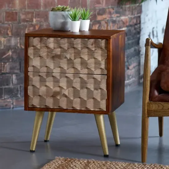 Nosid Side Table with 2 Drawers - Dark Walnut, Mango Wood image