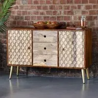 Nosid Sideboard with 3 Drawers 2 Doors - Dark Walnut, Mango Wood