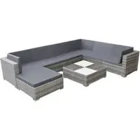 Nova 8 Piece Rattan Garden Lounge Set with Cushions - Grey