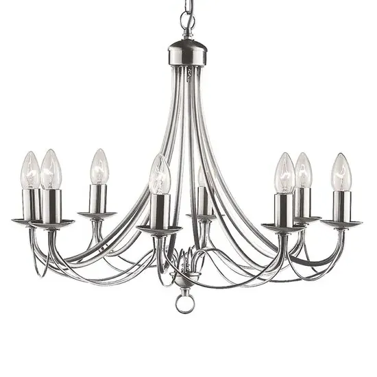 Nova Maypole 8 Light Ceiling Chandelier - Satin Silver
