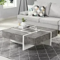 Nova Square Storage Coffee Table - White, MDF