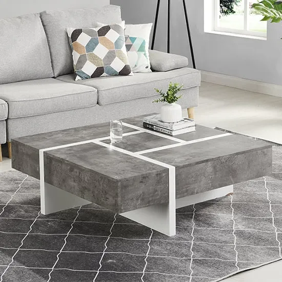 Nova Square Storage Coffee Table - White, MDF