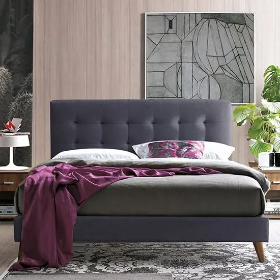 Novara Double Bed Frame - Dark Grey, Fabric image