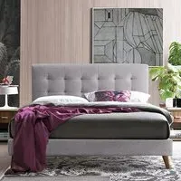 Novara Double Bed Frame - Light Grey, Fabric
