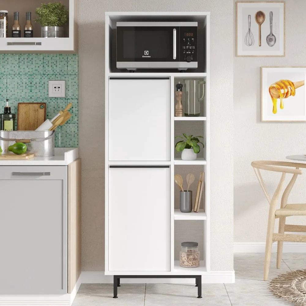 Novaro 5-Shelf Coffee Station Cabinet - White, Melamine product