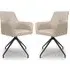 Novato Swivel Dining Chairs Pair - Taupe, Faux Leather