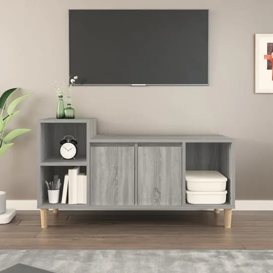 Novato TV Stand with 2 Doors - Grey, Engineered Wood