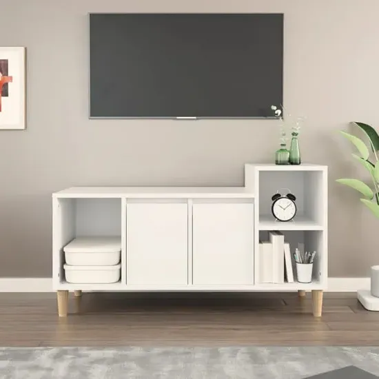 Novato TV Stand with 2 Doors - White, Engineered Wood