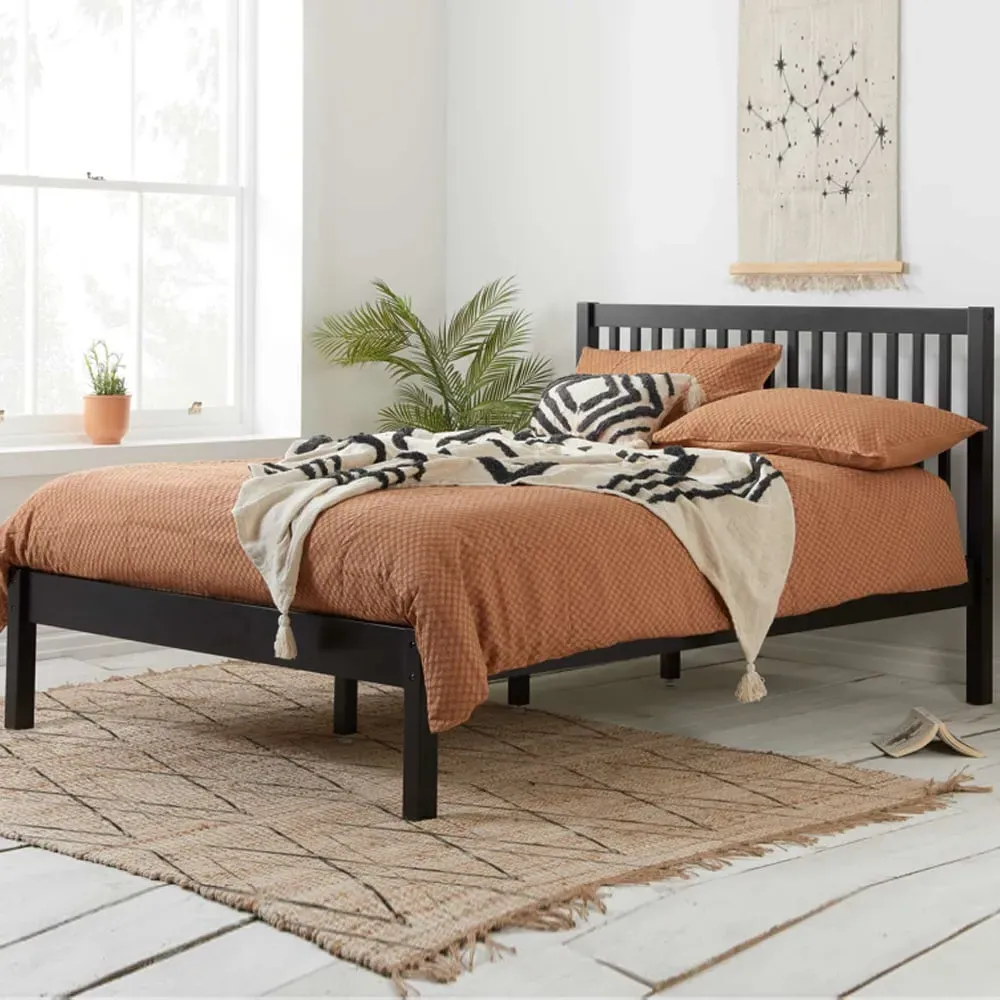 Novo King Size Bed Frame - Black, Wood