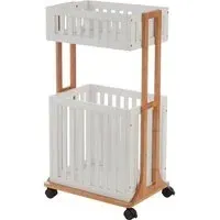 Nusakan 2-Tier Storage Trolley - White, Bamboo