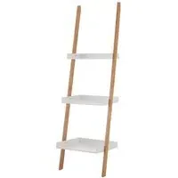 Nusakan 3-Tier Ladder Shelving Unit - White, Bamboo