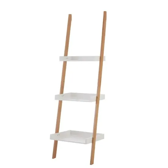Nusakan 3-Tier Ladder Shelving Unit - White, Bamboo