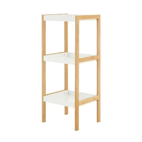 Nusakan 3-Tier Shelving Unit - White, Bamboo image