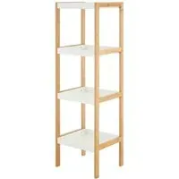 Nusakan 4-Tier Shelving Unit - White, Bamboo