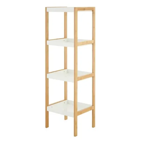 Nusakan 4-Tier Shelving Unit - White, Bamboo