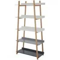 Nusakan 5-Tier Ladder Shelving Unit - White, Bamboo