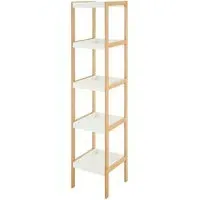 Nusakan 5-Tier Shelving Unit - White, Bamboo