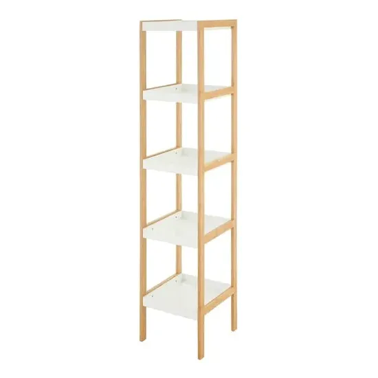 Nusakan 5-Tier Shelving Unit - White, Bamboo