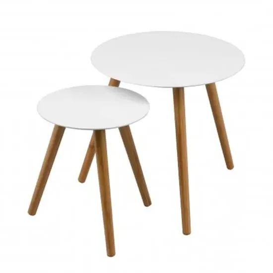 Nusakan Round Nest of 2 Tables - White, High Gloss image