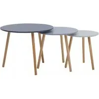 Nusakan Round Nest of 3 Tables - Grey, High Gloss