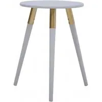 Nusakan Round Side Table - Light Grey, Rubber Wood