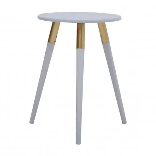 Nusakan Round Side Table - Light Grey, Rubber Wood