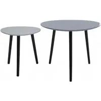 Nusakan Triangular Nest of 2 Tables - Grey, High Gloss