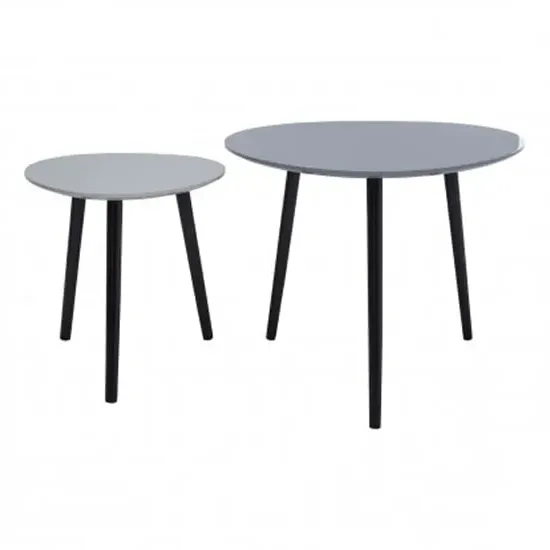 Nusakan Triangular Nest of 2 Tables - Grey, High Gloss