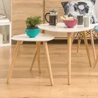 Nusakan Triangular Nest of 2 Tables - White, High Gloss