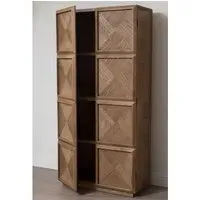 Nushagak Tall Storage Cabinet with 2 Doors - Brown, Oak Wood